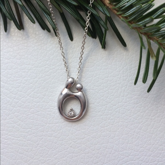 925 Sterling Silver Diamond Inlay In Love Necklace - Picture 2 of 6